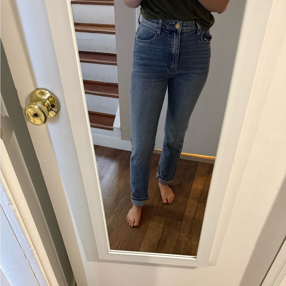 Kut from the Kloth High-Rise Straight Leg Jeans in Blue Wash